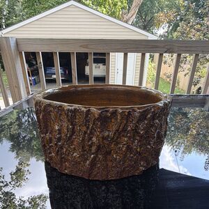 Burley Clay Products Roseville Faux Wood/Bark Planter 7” One Of A Kind